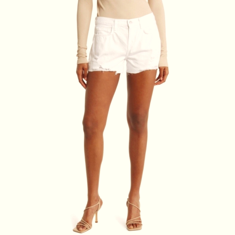 L'Agence Audrey Mid Rise Cutoff Off White Short size 30